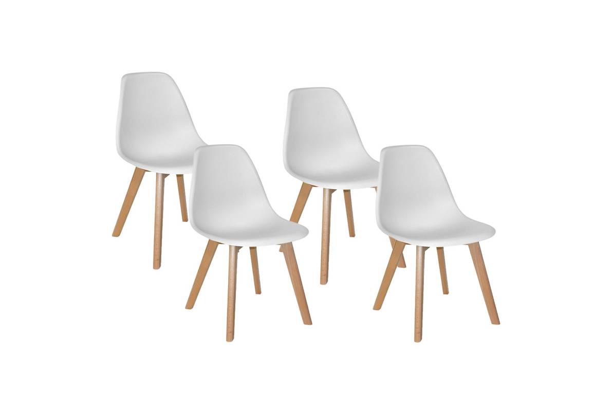 Conjunto de 4 cadeiras Tower Wood Combi brancas